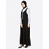 Executive abaya with collar- black-White